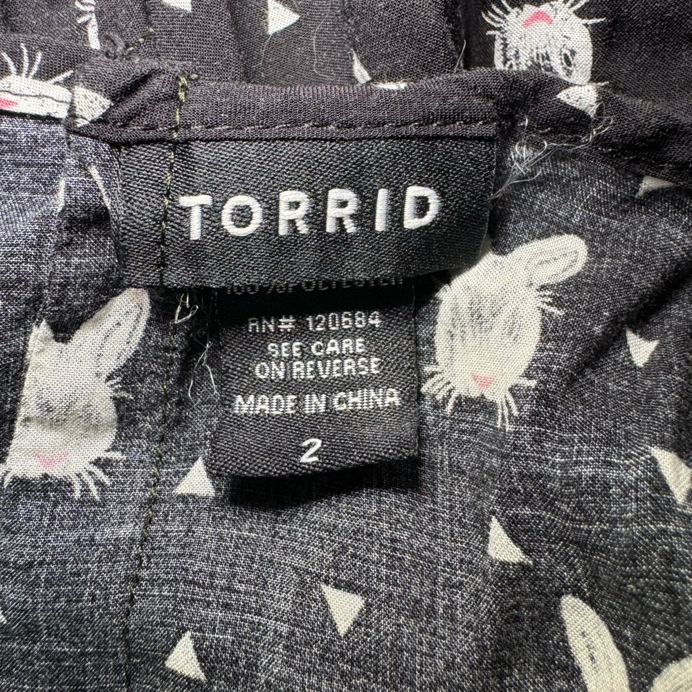 Torrid Black And White Bunny Head Polka Dot Tunic Top Retro Style Size 2/2X - Picture 9 of 12